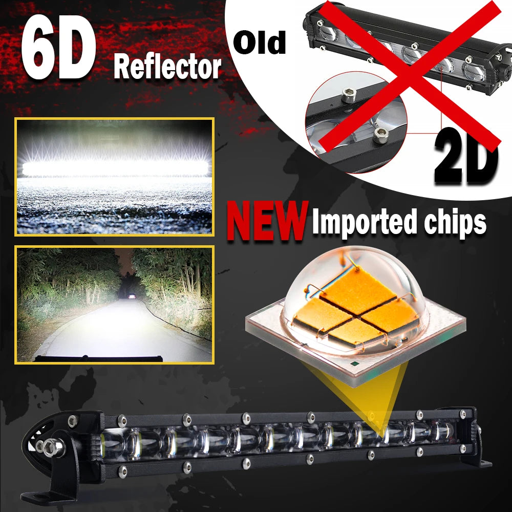 14/20Inch Slim Spot LED Bar off Road 12V 24V LED Light Bar/Work Light for Car 4X4 Truck ATV SUV Boat Lada Barra LED Light Bar