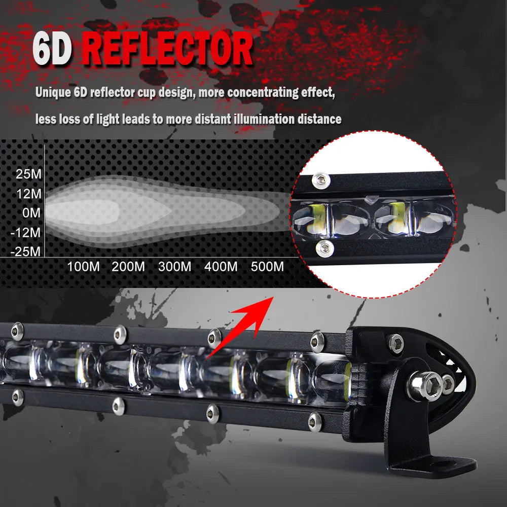 14/20Inch Slim Spot LED Bar off Road 12V 24V LED Light Bar/Work Light for Car 4X4 Truck ATV SUV Boat Lada Barra LED Light Bar